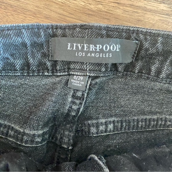 Liverpool Black Flare Wide‎ Leg Jeans with Distressed Hem - Picture 4 of 5